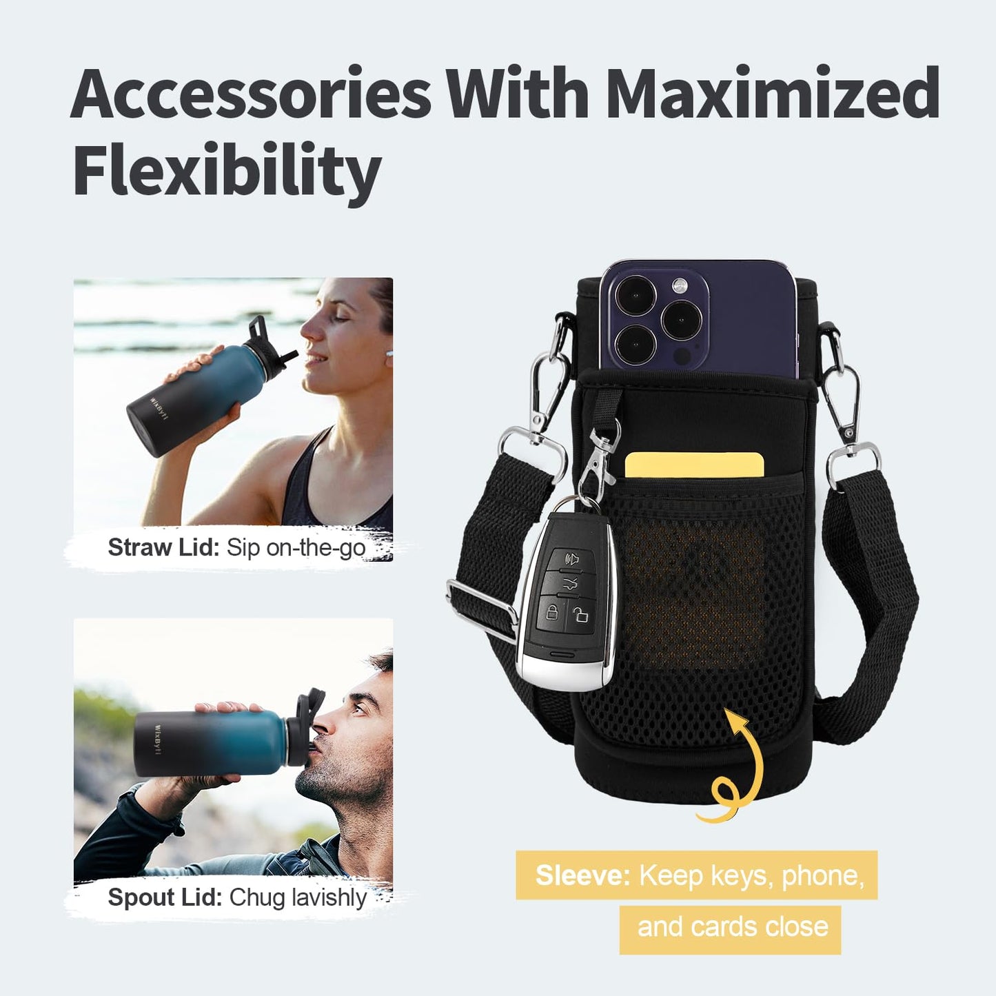 WixByti 32 oz Insulated Water Bottle with Straw, Stainless Steel Water Jug