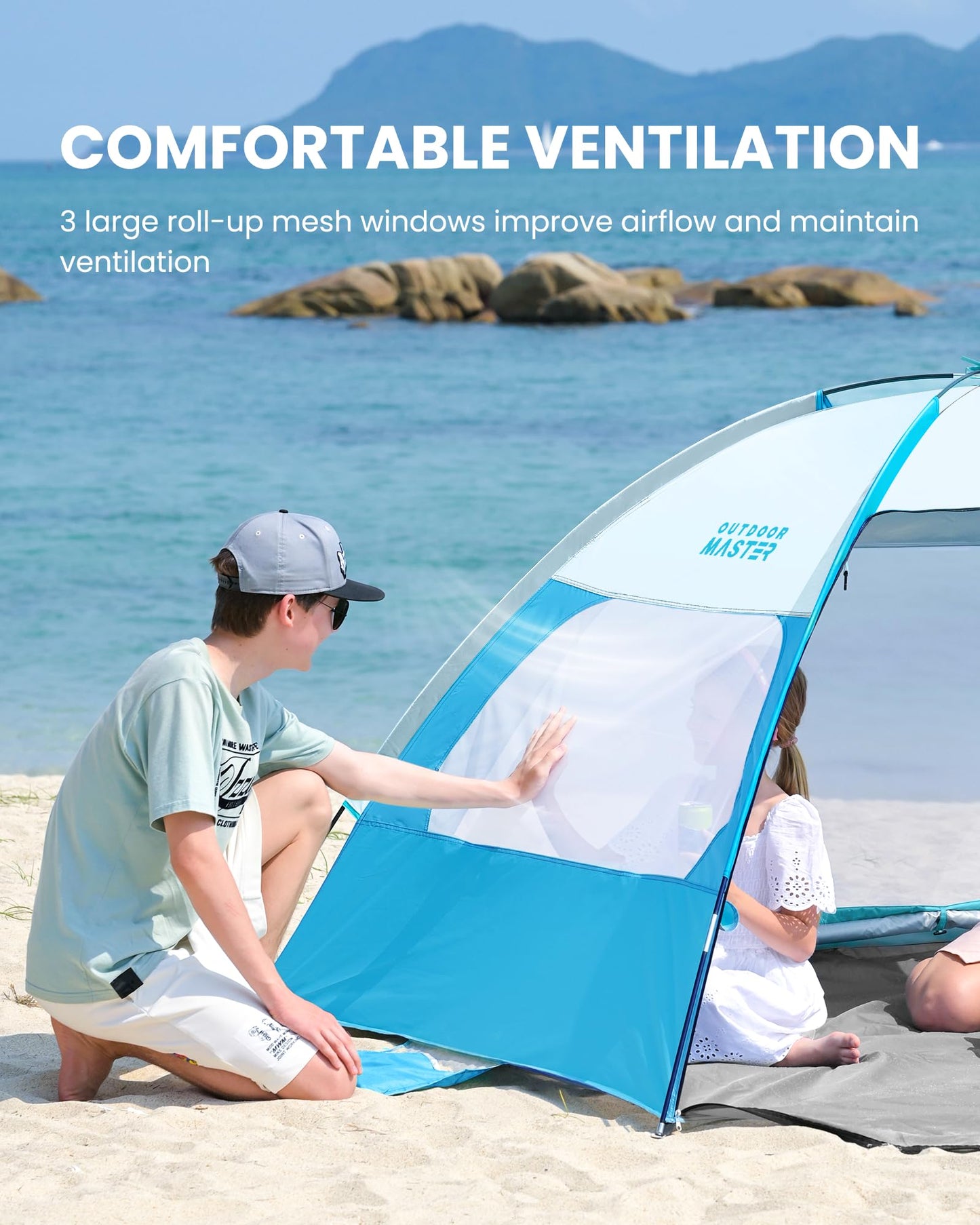 OutdoorMaster Beach Tent for 3/4/6/8 Person, Portable Sun Shade Shelter