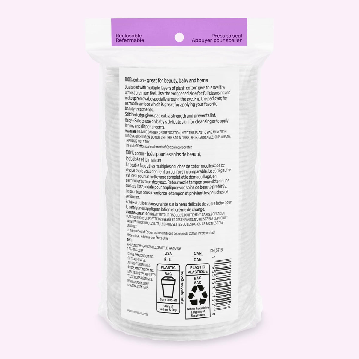 Amazon Essentials Oval Premium Pads, 300 Count (6 Packs of 50) (Previously Amazon Basics)