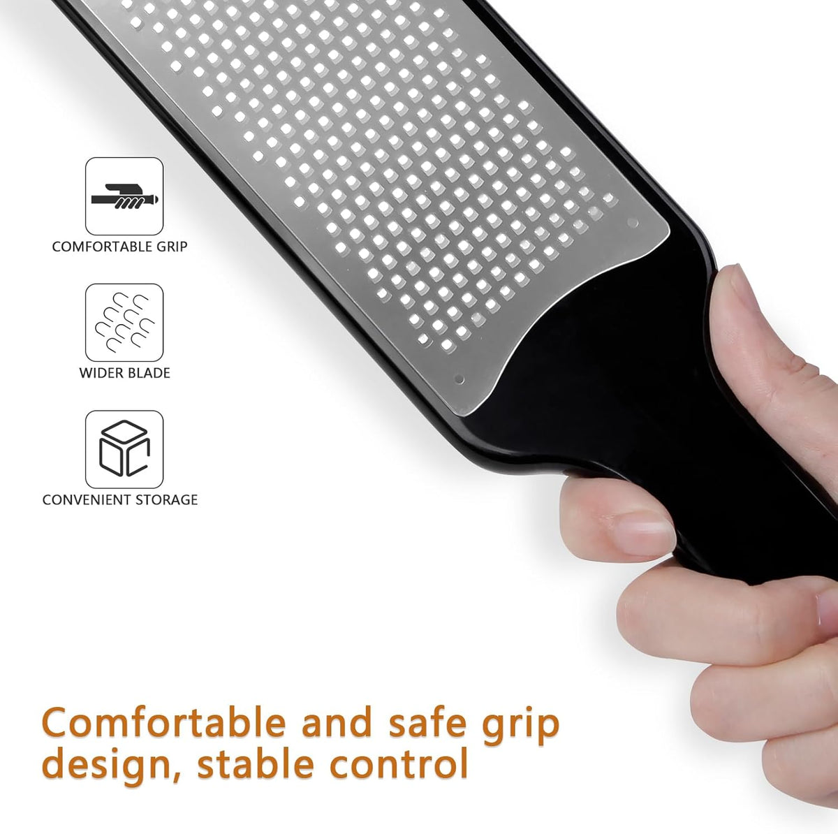 LHS Citrus Lemon Zester Cheese Grater - Stainless Steel Kitchen Tool for Parmesan Cheese, Ginger, Garlic, Nutmeg, Chocolate, Fruits, Dishwasher Safe