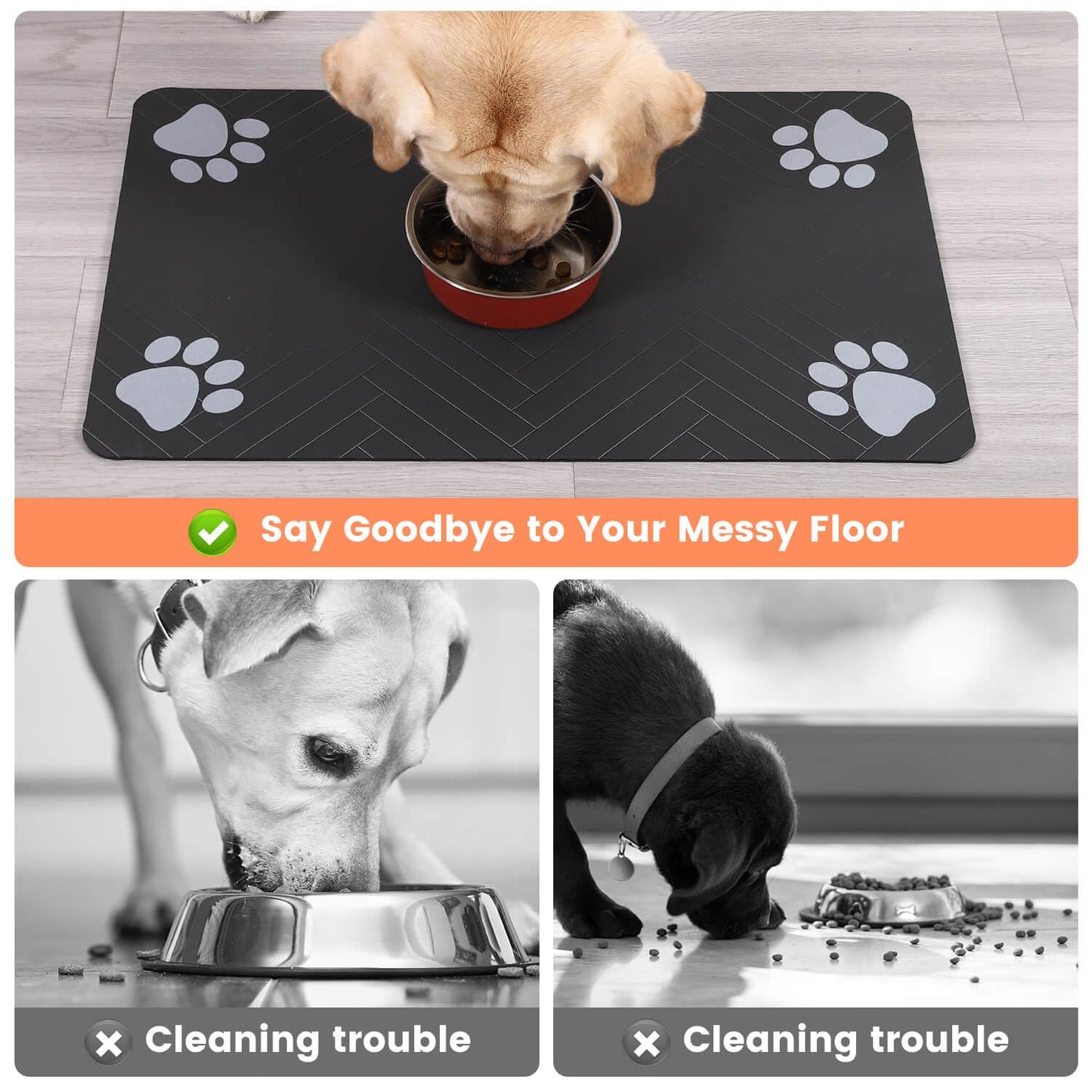 Pet Feeding Mat-Absorbent Pet Placemat for Food and Water Bowl, with Waterproof Rubber Backing, Quick Dry Water Dispenser Mat for Dog and Cat (20"x12", Coffee)