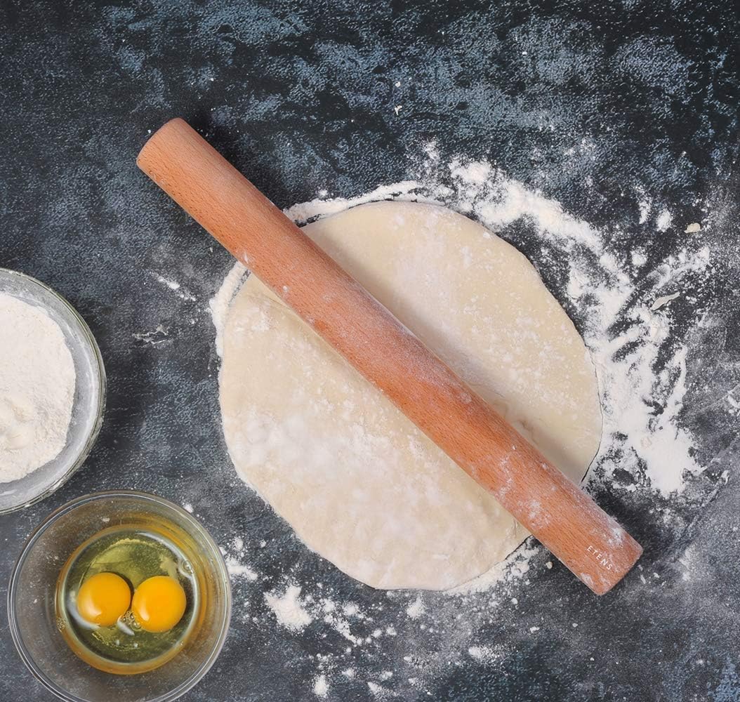 Rolling Pin 17.3Inch, Professional Dowel Wood Rolling Pins for Baking Pasta Pizza Pie and Cookie, Wooden Dough Roller Pin (Straight Style, Large 1.73 Inch Diameter)