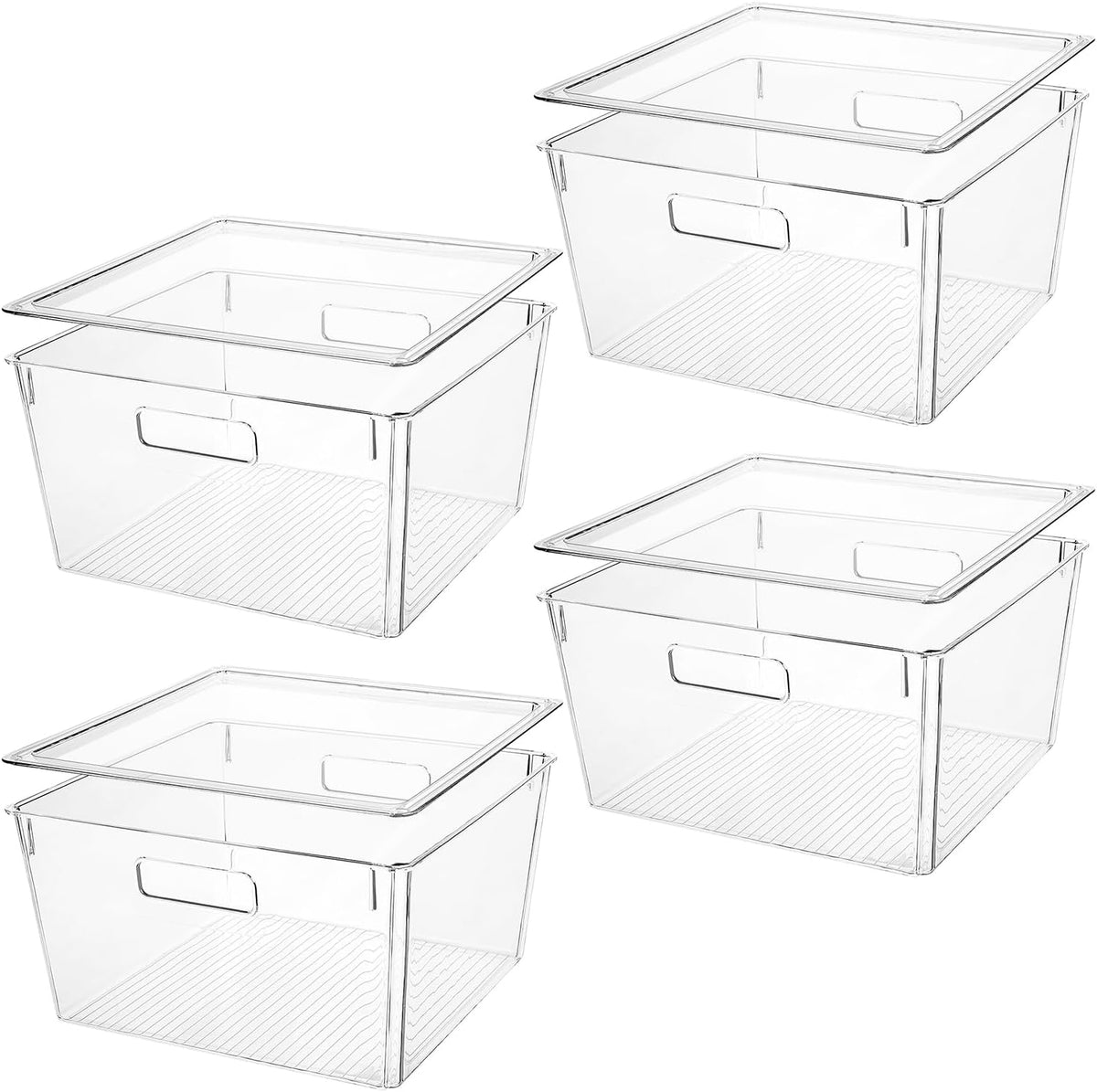 Extra Large Stackable Clear Plastic Storage Bins with Lids, Perfect for Kitchen Organization or Pantry Organization and Storage, Fridge Organizer Bins for Organizing, Under the Sink Organizers