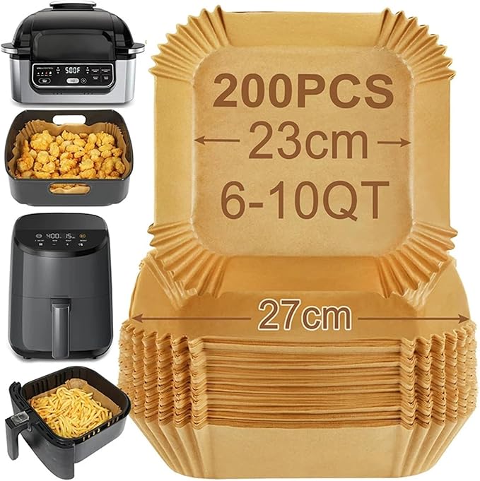 Large Air Fryer Disposable Paper Liners Nonstick 23cm Oven Airfryer Parchment Baking Paper ，Compatible For Ninja，Compatible For COSORI ，Grill Cooking Basket(16cm round,200 Pcs)