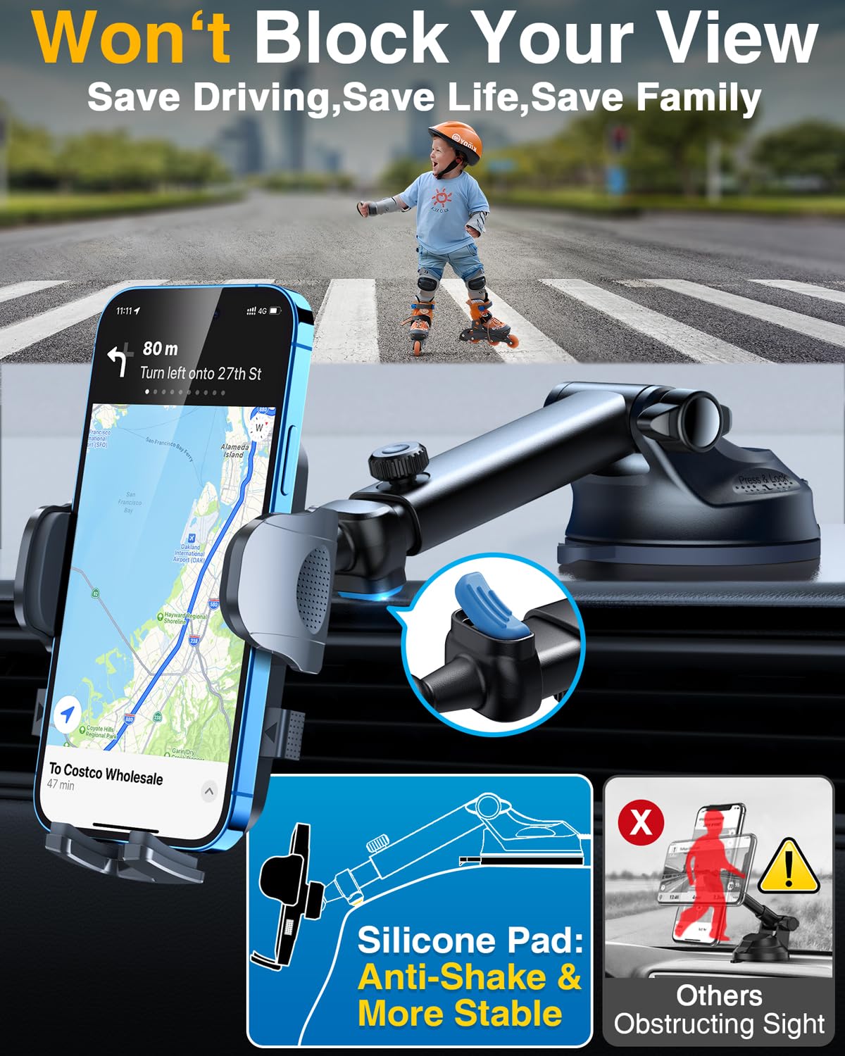YRU True Military-Grade 360°Rotation Suction 2026 Ultimate Car Phone Holder