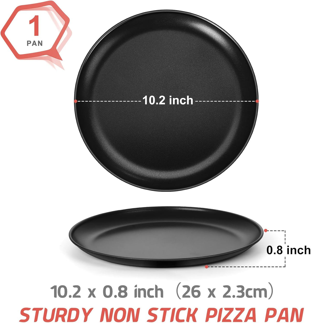 P&P CHEF Pizza Pan Bakeware for Home Kitchen, Stainless Steel Pizza Tray for Baking Pizza, Healthy & Reusable & Easy Clean, Oven & Freezer Safe, 10 Inch & Black