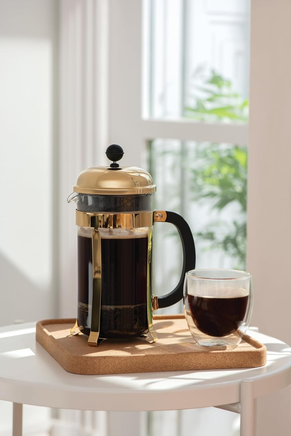 Bodum 34oz Chambord French Press Coffee Maker, High-Heat Borosilicate Glass, Gold – Made in Portugal