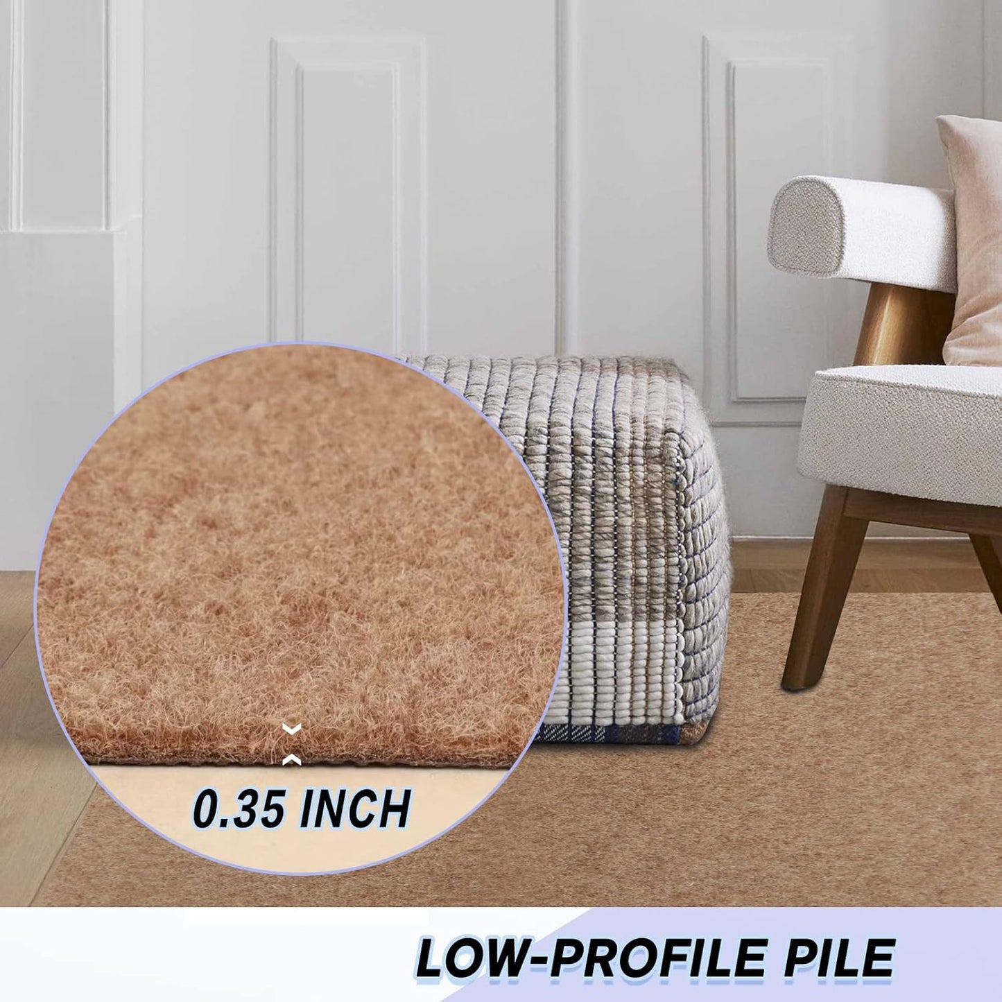 Custom Size Backed Non-Slip Area Rugs Runner, Easy Clean, Waterproof Runner Rugs for Hallway Entryway, Kitchen, Laundry, 2FT x 16FT, Beige