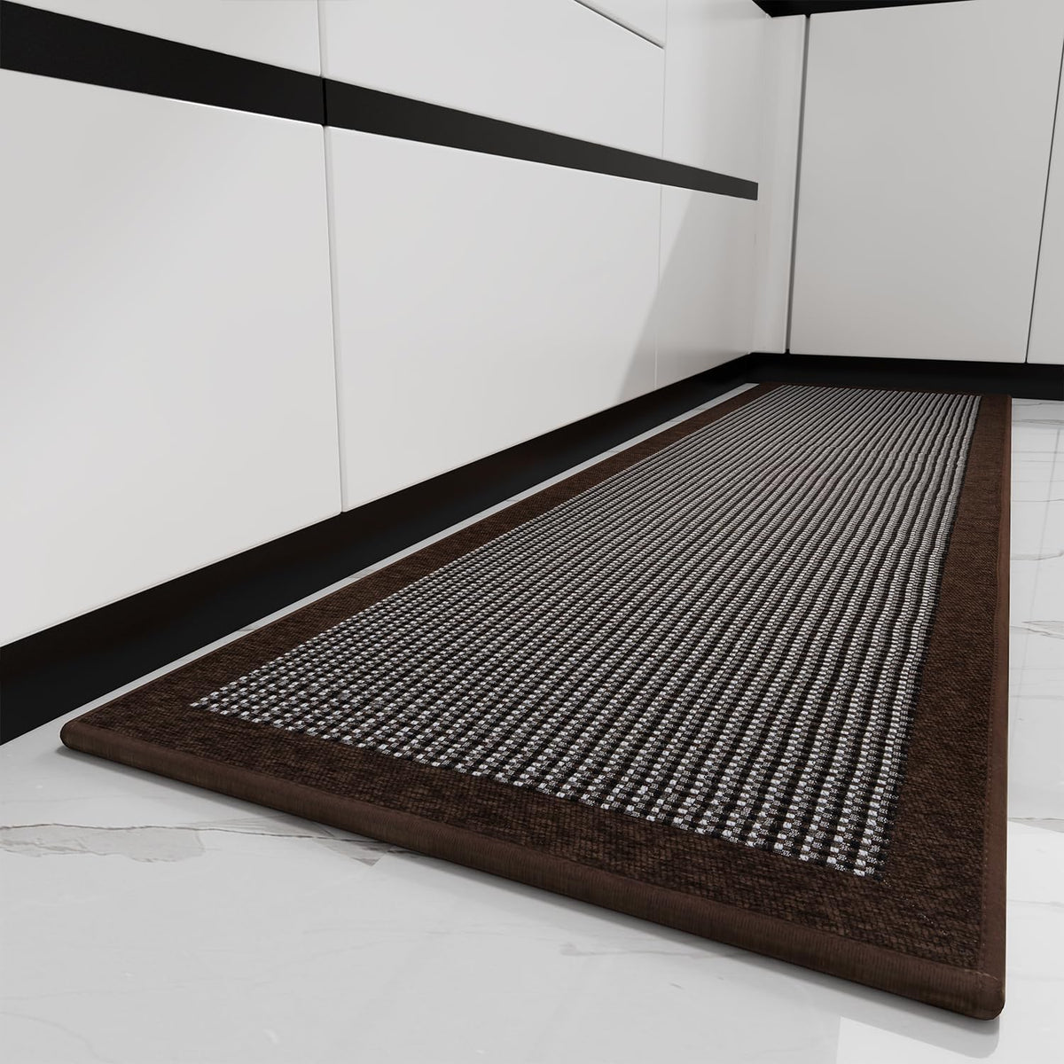 PADOOR Kitchen Rugs and Mats Non Skid Washable - Non Slip Absorbent Kitchen Runner Rugs for Floor, Machine Washable Standing Mats for in Front of Sink,Entryway,Entrance,Door(20"x32",Dark Brown)