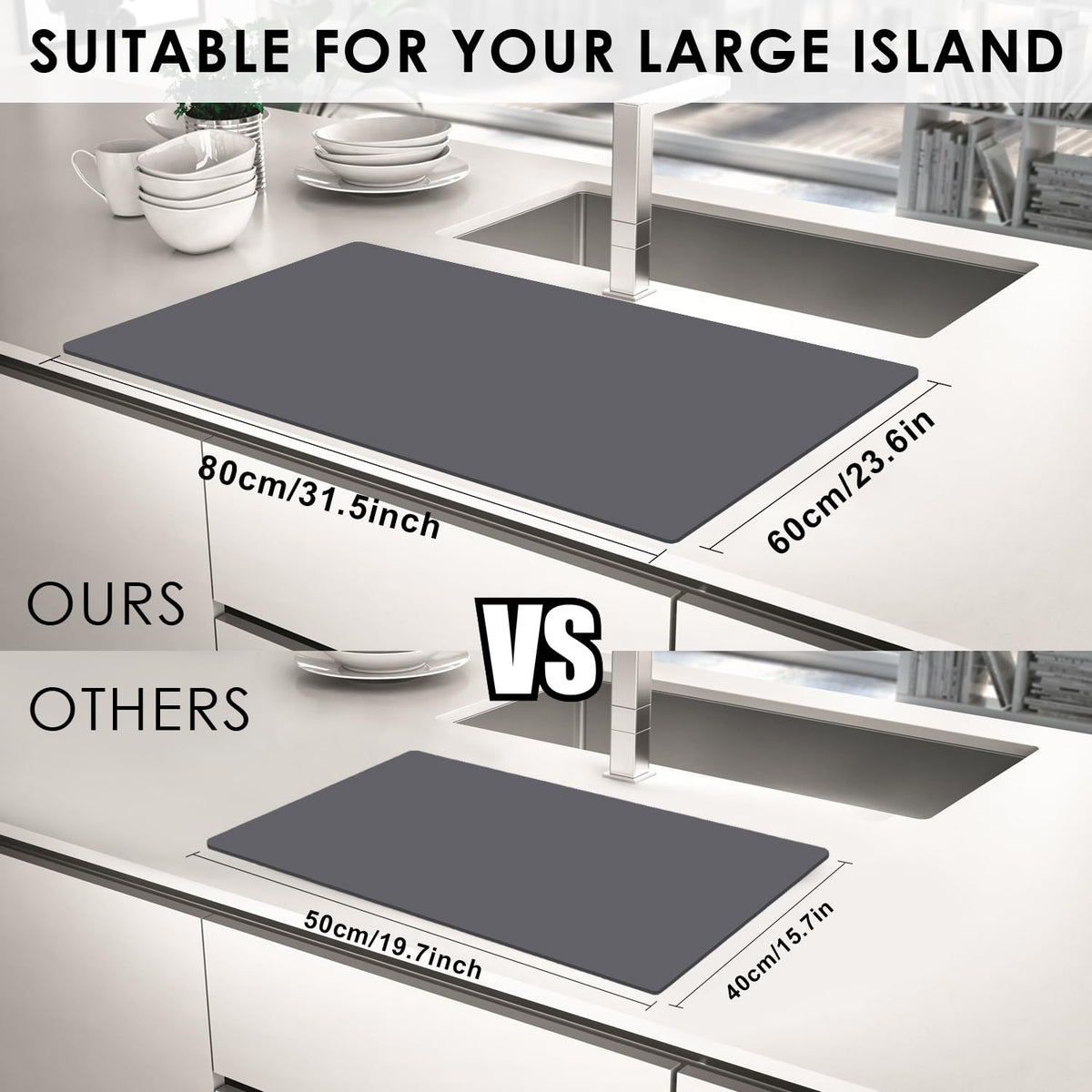 Extra Large Silicone Mat, 31.5x23.6 Large Silicon Placemats for Kids, Heat Resistant Matt for Kitchen Counter Non-Stick Table Mat for Dough and Pastry, Silicone Craft Mat for Kids, Dark Gray