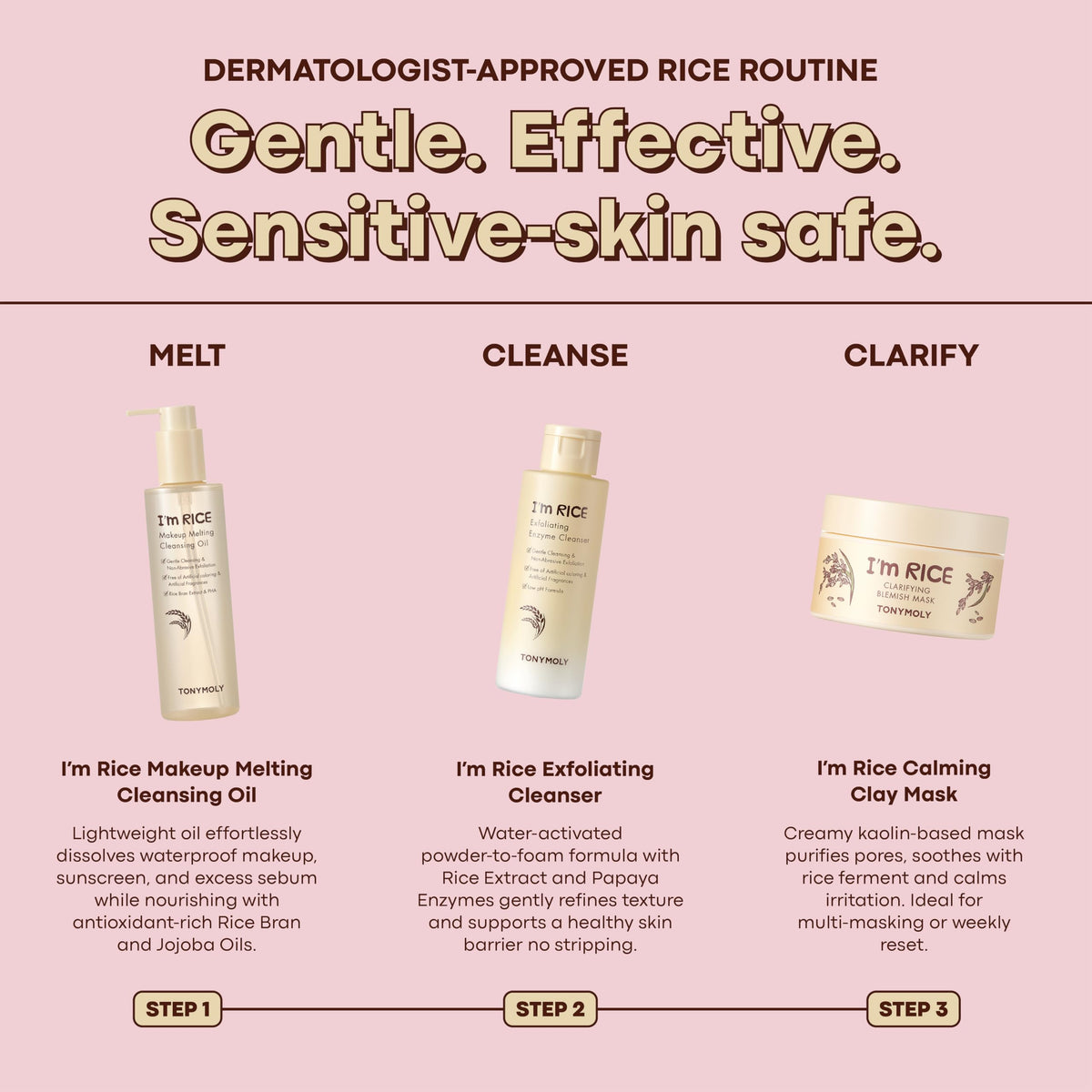TONYMOLY I'm Rice Oil Cleanser - Korean PHA Makeup Remover, Non-Comedogenic