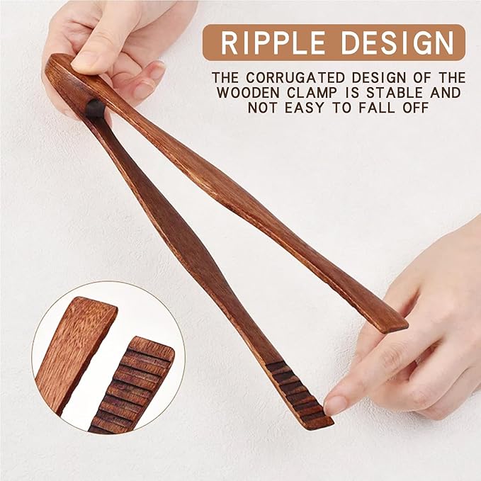 Wooden Tongs Reusable Cooking Tongs for Cooking，Multipurpose Wooden for Fruits, Bread, Pickles, Cheese, Bacon, and Muffins