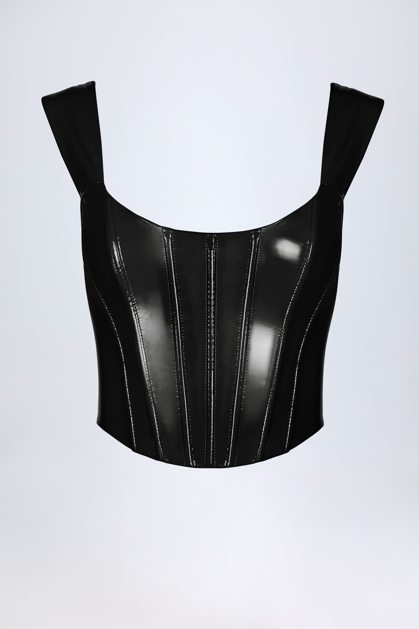 Vinyl Lace-Up Corset Top in Black