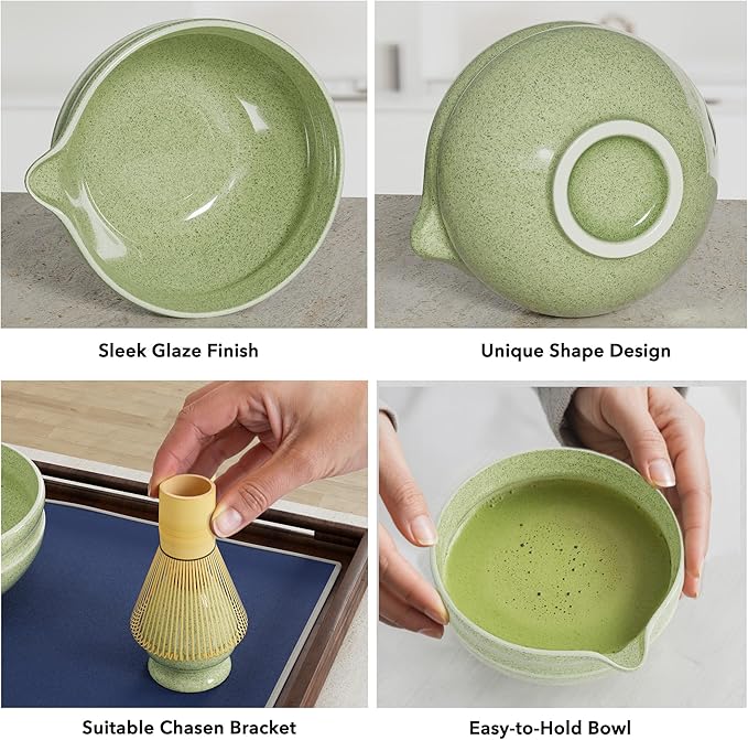Matcha Whisk Set, Perfect Matcha Kit for Matcha Lovers Includes Ceramic Bowl, Bamboo Whisk, Holder, Scoop, Sifter & Cloth - 7 Pcs Matcha Kit