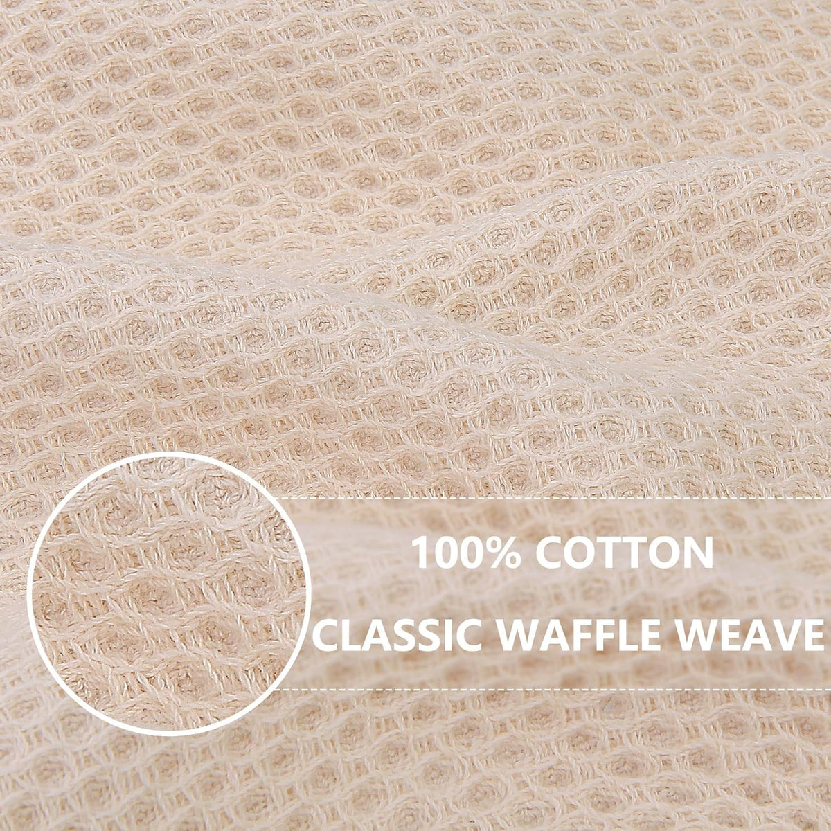 Homaxy 100% Cotton Waffle Weave Kitchen Dish Towels, Ultra Soft Absorbent Quick Drying Cleaning Towel, 13 x 28 Inches, 4-Pack, Beige