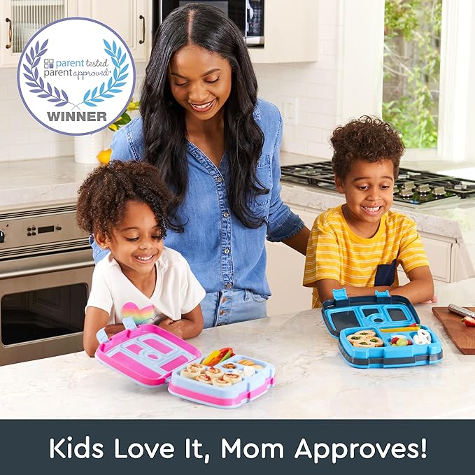 Bentgo Kids Prints Leak-Proof, 5-Compartment Bento-Style Kids Lunch Box - Ideal Portion Sizes for Ages 3-7, Durable, Drop-Proof, Dishwasher Safe, & PFAS & BPA-Free Materials (Dinosaur)