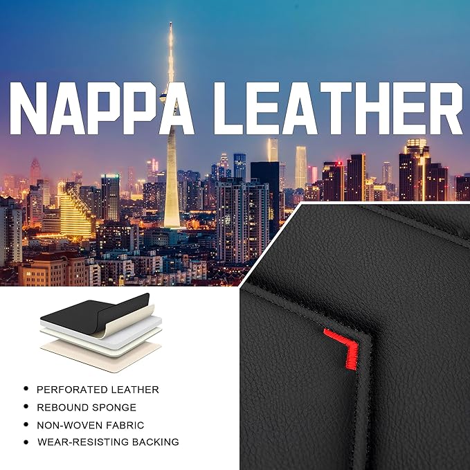 CTDS Car Seat Covers for Honda Accord 2000-2026, Stylish Sport Seat Cover, Premium Nappa Leather Car Seat Cover. Automobile Seat Covers Sets.(Luxury 2 Seats/Black)
