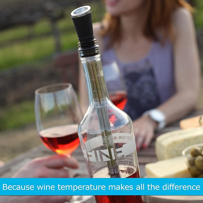 Soireehome Tempour Gourmet Aerator, Filter, Stopper, and Chiller for Wine and Liquor- Gift for Hosting, Perfect For Wine Tasting and Parties