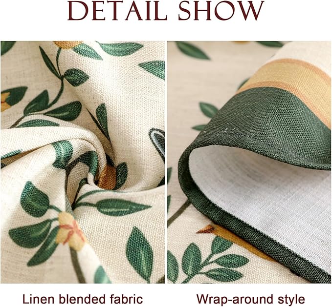 patdrea Designer Vintage Linen Round Table Cloth,Durable Breathable Cover Fall Dacorative Tablecloth,Decor Table Cover for Kitchen Dining,Holiday Christmas,Thanksgiving,Diameter 67"-Warbler