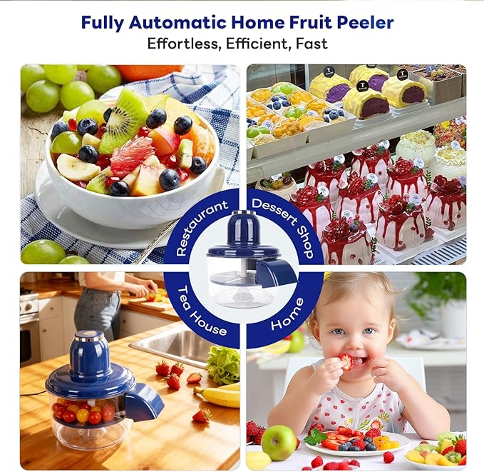 Automatic Grape Peeler Machine, Electric Garlic & Cherry Tomato Peeler Skin Remover Tool for Small Fruits, Effortless Peeling for Home Kitchen (Blue-1PC)