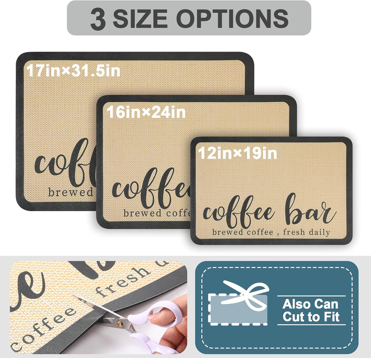 Coffee Mat - Absorbent Hide Stain Rubber Backed Dish Drying Mat for Kitchen Counter - Bar Mats for Countertops Accessories Fit Under Coffee Maker Espresso Machine