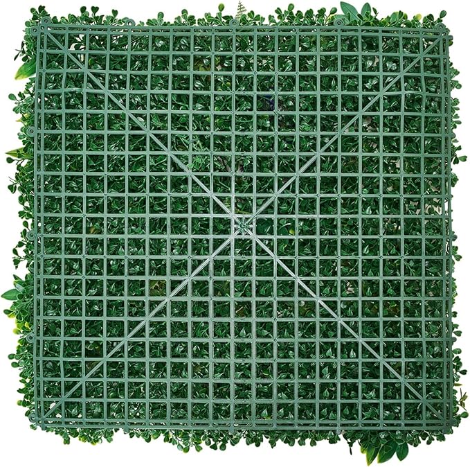 VEVOR Artificial Grass Wall Panels, 12 PCS 20 x 20 inch, 3D Combination Greenery Boxwood Panel for Indoor Outdoor Green Decor & Ivy Fence Covering, Privacy Backdrop Wall Hedge Screen for Garden