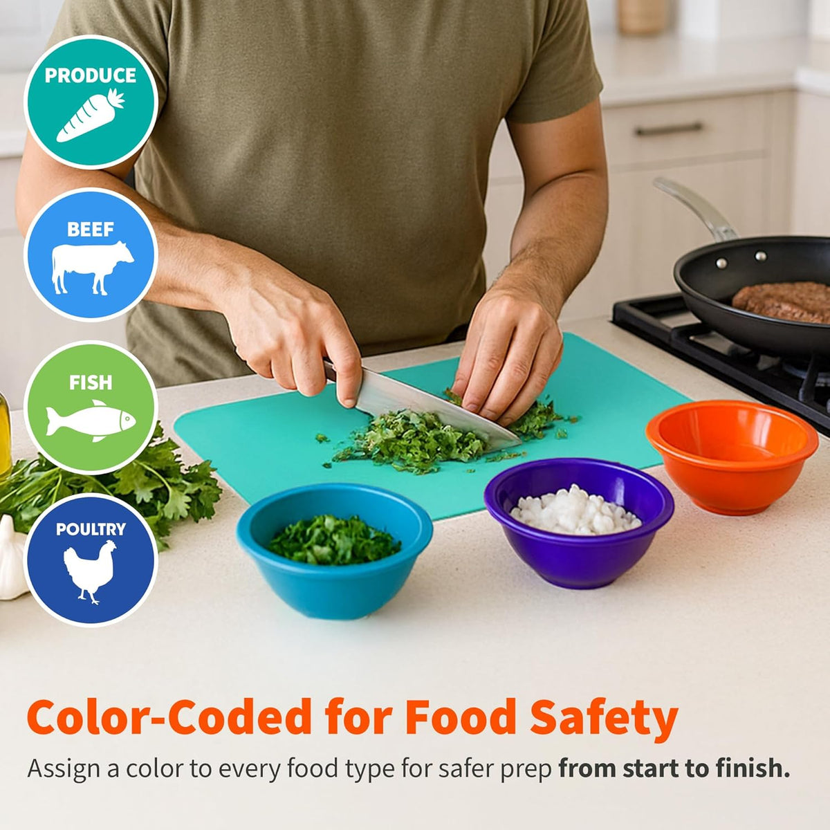 IMUSA Flexible Cutting Mats - 4 Pack – 11.5" x 15" Thin Plastic Cutting Boards for Kitchen, Color Coded, Non-Slip Backing, Odor Resistant Cutting Mat Set, Easy to Clean, Food Prep Boards