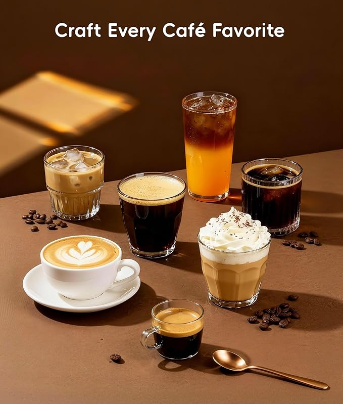 ecozy 4-in-1 Espresso Machine and Coffee Maker Combo with Milk Frother, All in One with Cold Brew & Over Ice, Interactive Touch Screen, Brezzano Elite Series for Cappuccinos, Lattes, Americanos