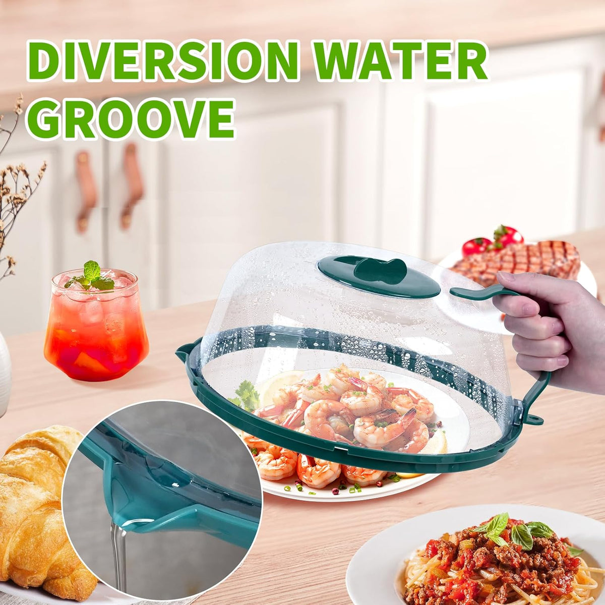 Microwave Cover with Water Steamer, Microwave Splatter Cover, 10 Inch Plate Covers with Integrated Handle Splatter Guard, Kitchen Gadgets & Accessories, House Essentials for Gift
