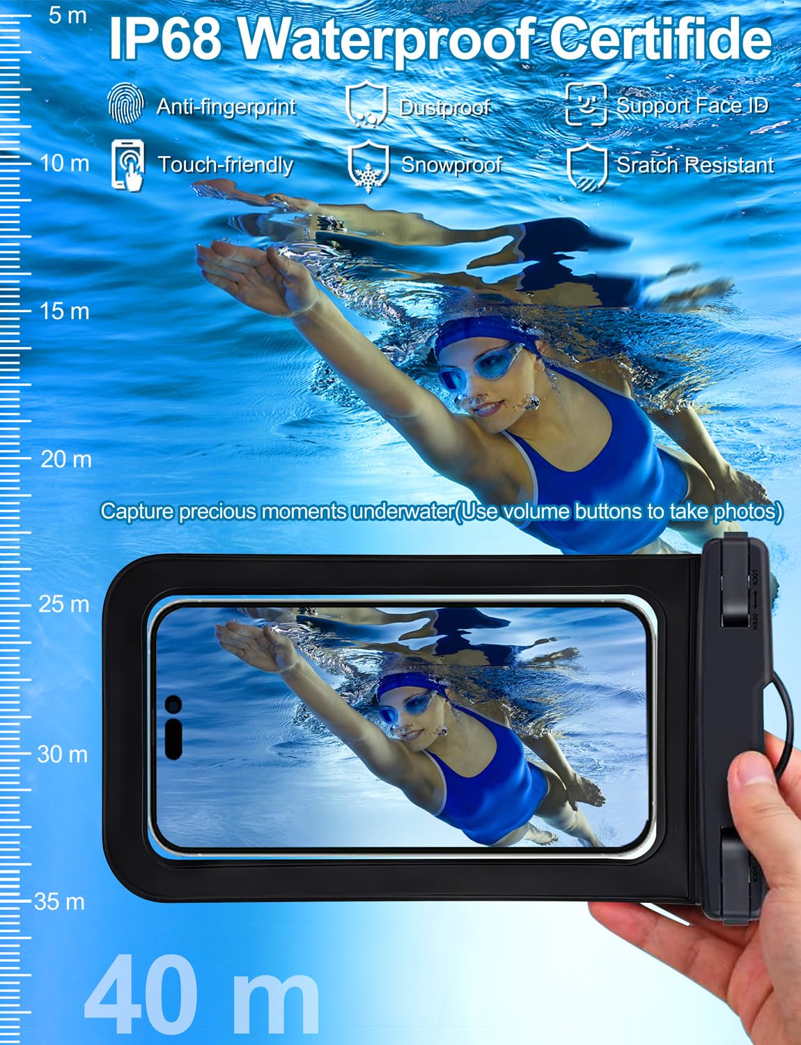 Famoby 5 Pack Multicolor Waterproof Phone Pouch, Cell Phone Case Dry Bag,Protection Level: IP68,Beach Cruise for iPhone,Samsung,and More,Lanyard Included,(Fits Up to 8.3"),Black,Blue,Pink,Orange,Green