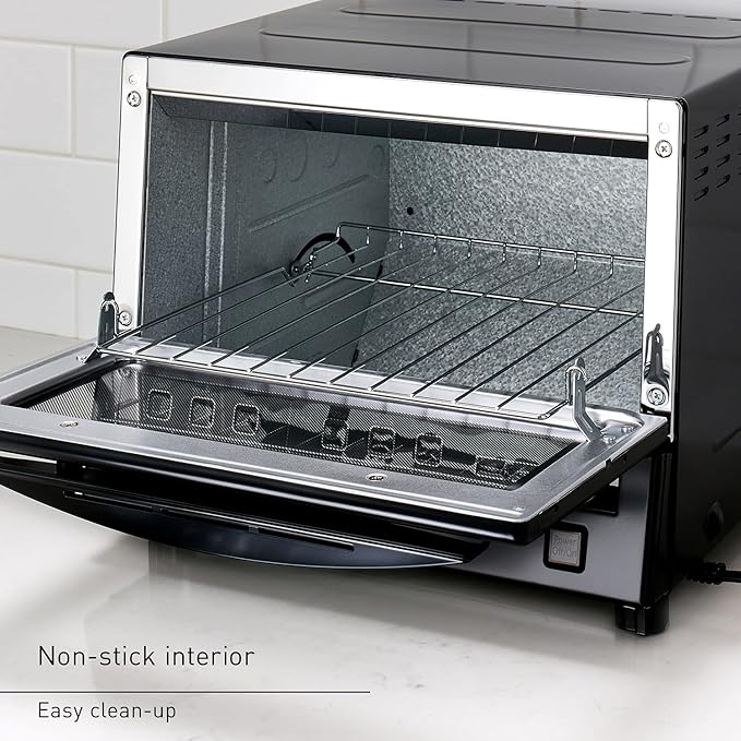Panasonic FlashXpress Toaster Oven Countertop, 4-Slice Compact Size with Double Infrared Heating, 6 Auto Cook Options and Precise Temperature Control, 1300W - NB-G110P-K (Black)