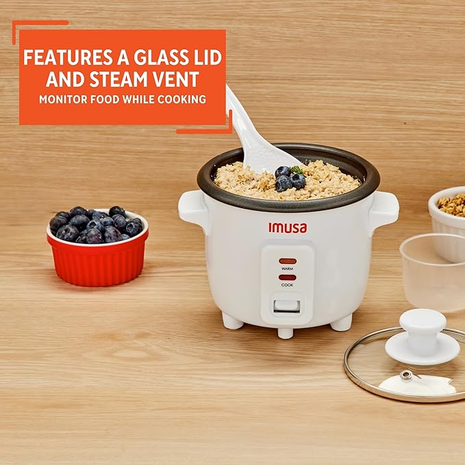 IMUSA 1.5cup Electric Ceramic Rice Cooker, White