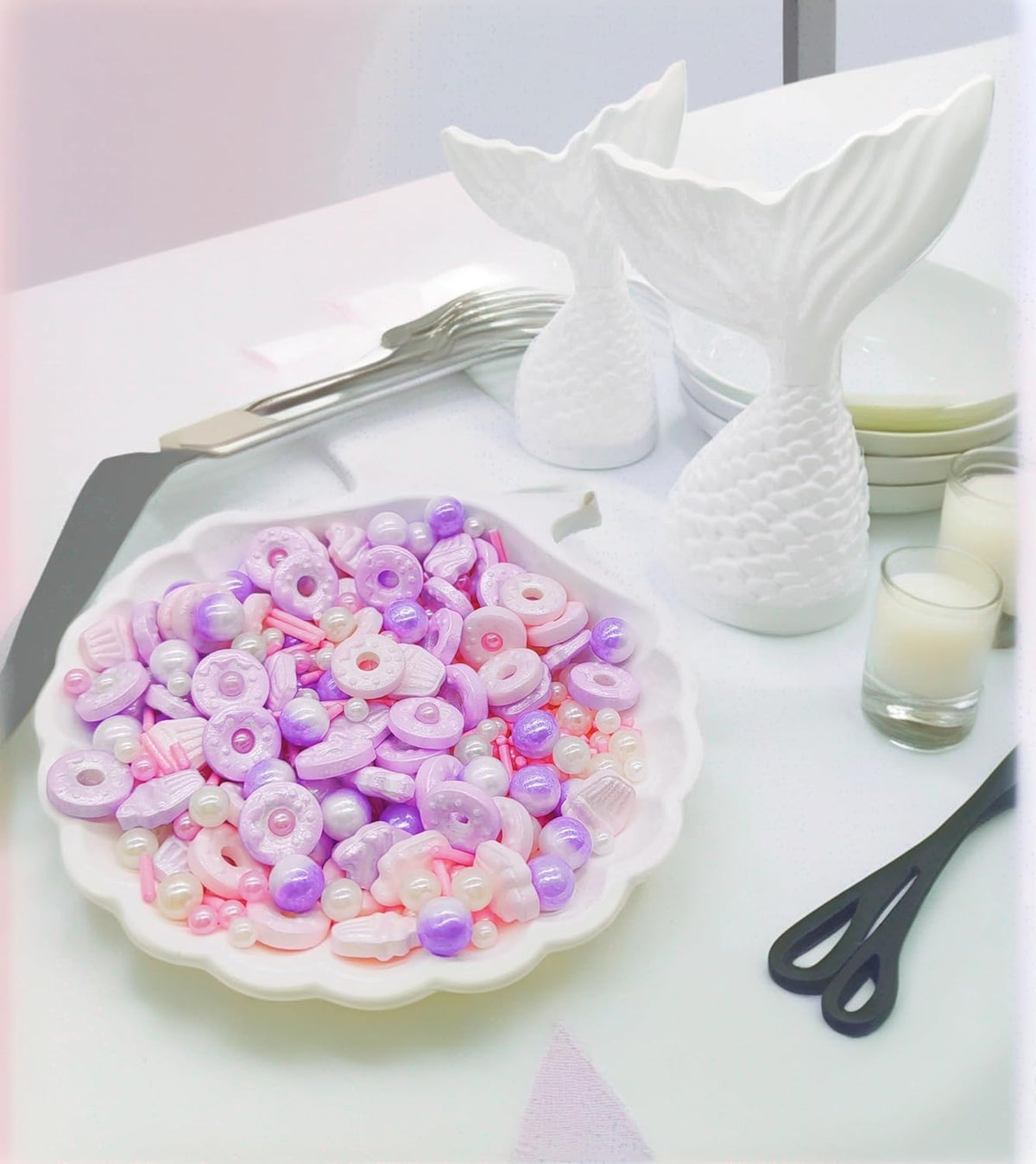 Doughnut Sprinkles Candy Mix Size Edible Pearls Cake Decorations Cupcake Toppers Cookie Decorating Perfect for Wedding Party Valentine Halloween Christmas Supplies 4.58OZ
