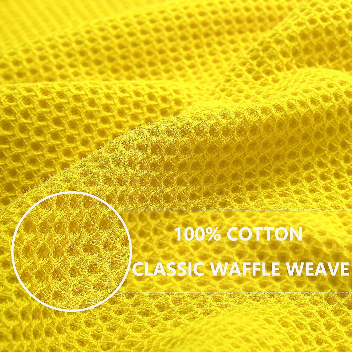 Homaxy 100% Cotton Waffle Weave Kitchen Dish Towels, Ultra Soft Absorbent Quick Drying Cleaning Towel, 13 x 28 Inches, 8-Pack, Yellow