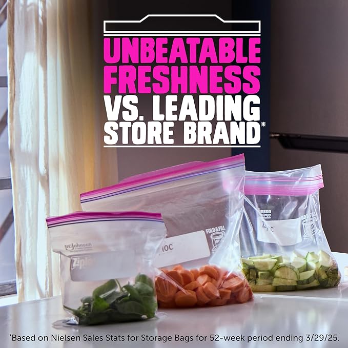 Ziploc Gallon Food Storage Bags, Stay Open Design with Stand-Up Bottom, Easy to Fill, 96 Count (Packaging May Vary)