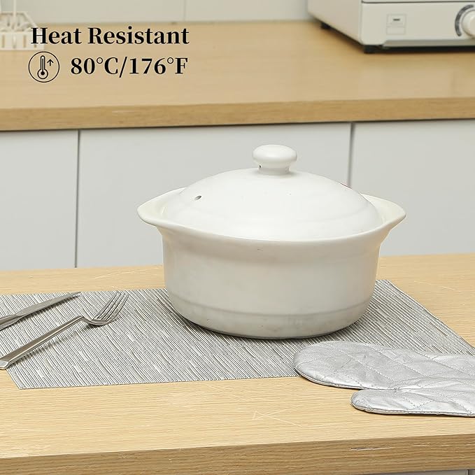 Leetaltree Silver Placemats Set of 12 - Heat Resistant Non-Slip Place mats for Dining Table, Washable Durable PVC Vinyl Woven Table Mats（Sliver, 12）