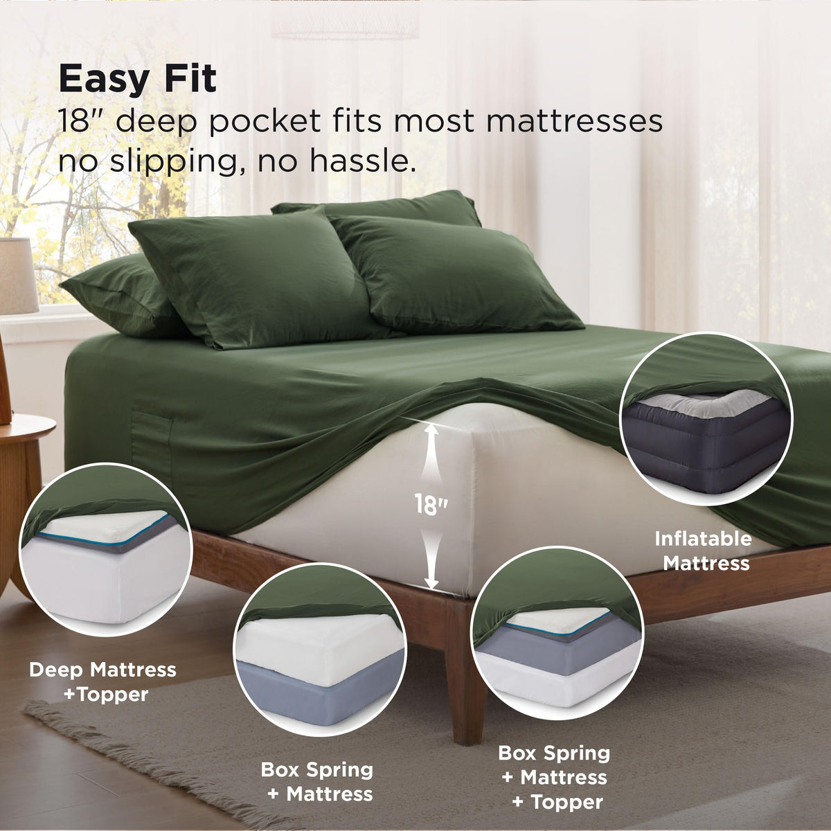 Bedsure Deep Pocket Queen Sheets, 6 Piece, Prewashed Ultra-Soft, 18-inch