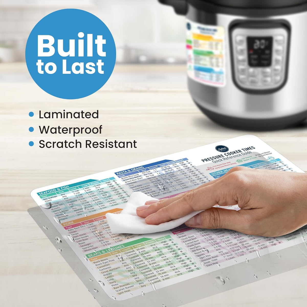 Instant Pot Cooking Times Chart - Pressure Cooker Accessories Cook Times - Easy to Use & Clean Strong Magnet Kilograms - Instant Pot Cheat Sheet Magnet Set Quick Reference Guide (White)