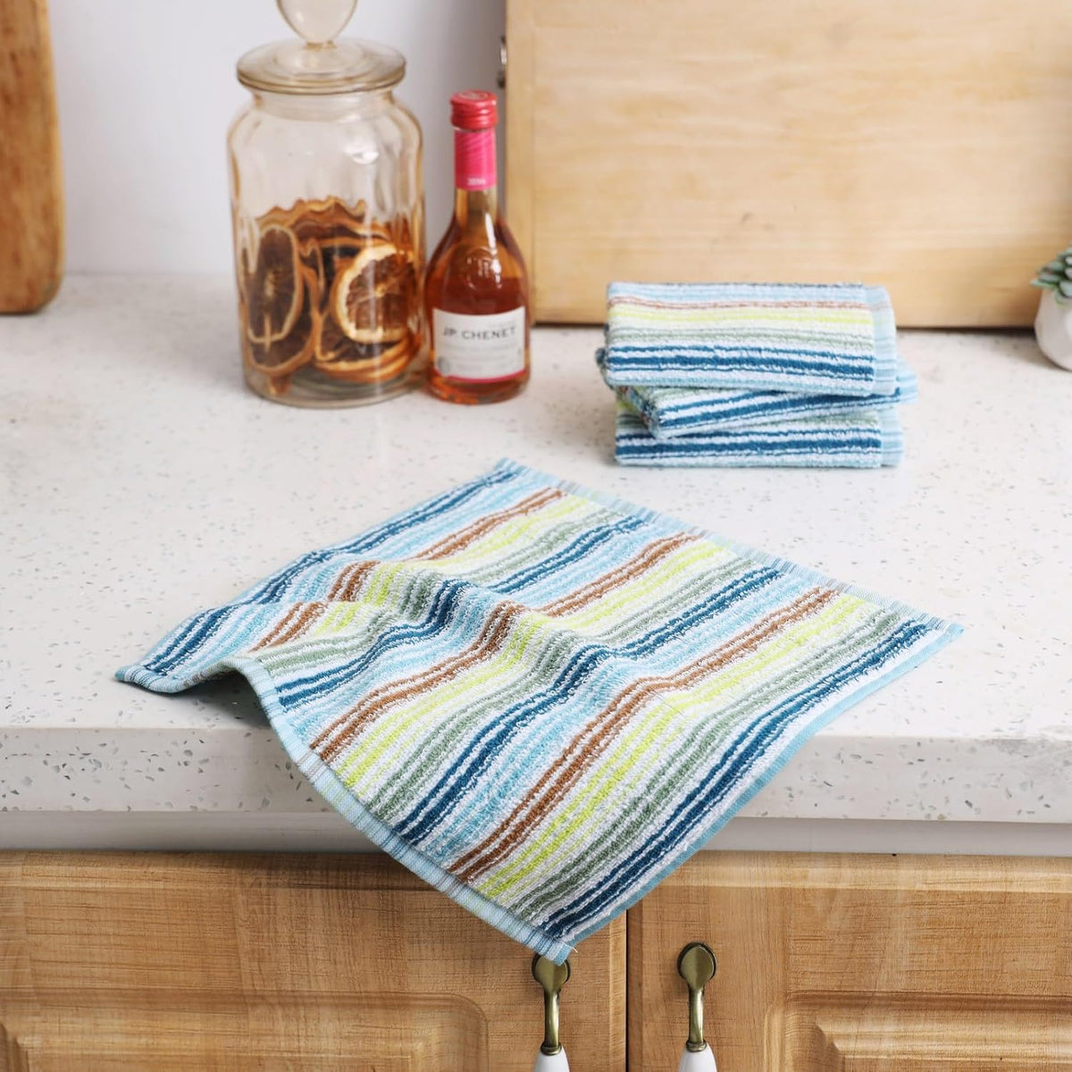 Oeleky Kitchen Dishcloths for Washing Dishes, Ultra Absorbent Dish Rags, Cotton Cleaning Cloths Pack of 8, 12x12 Inches (Mix-1, 12x12 inch)