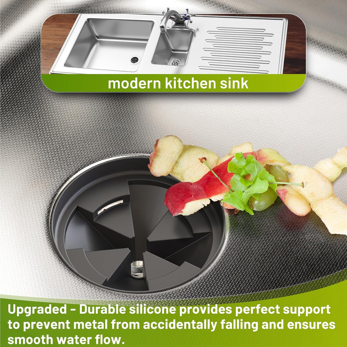 Garbage Disposal Splash Guard 3 3/8” Sink Baffle, Compatible with QCB-AM Replacement, Fits Evolution Series Models, Upgraded Removable Quiet Sink Guard, Garbage Disposal Accessories