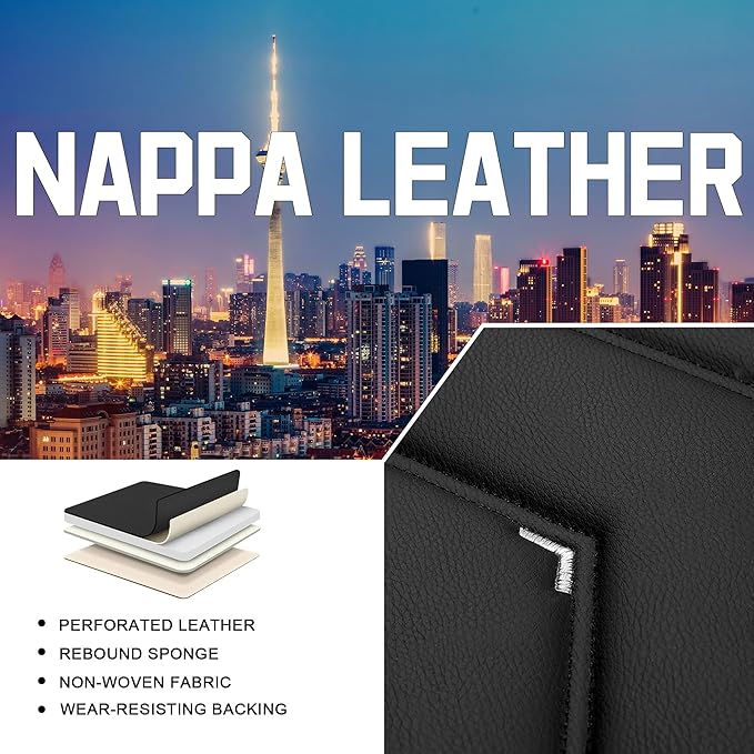 CTDS Car Seat Covers for Honda Civic 2000-2026, Stylish Sport Seat Cover, Premium Nappa Leather Car Seat Cover. Automobile Seat Covers Sets.(Luxury 5 Seats/Black White)