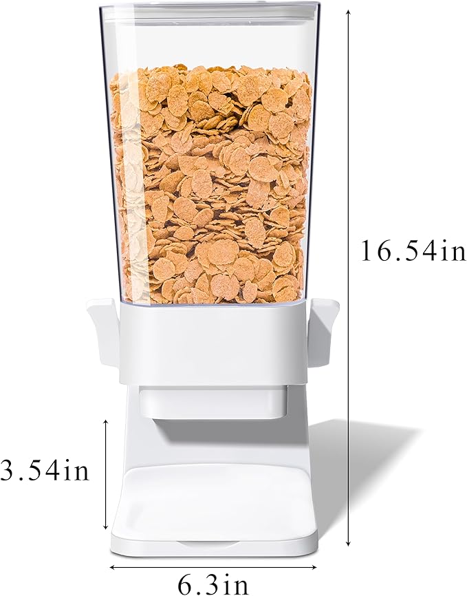 Cereal Dispenser Countertop, 5L Cereal Containers Storage Dispenser for Pantry, Large Dry Food Cereal Dispenser, Not Easy to Crush Cereal, Can Hold Oatmeal, Snack, Grain, Pet Food (White, 2Pc)