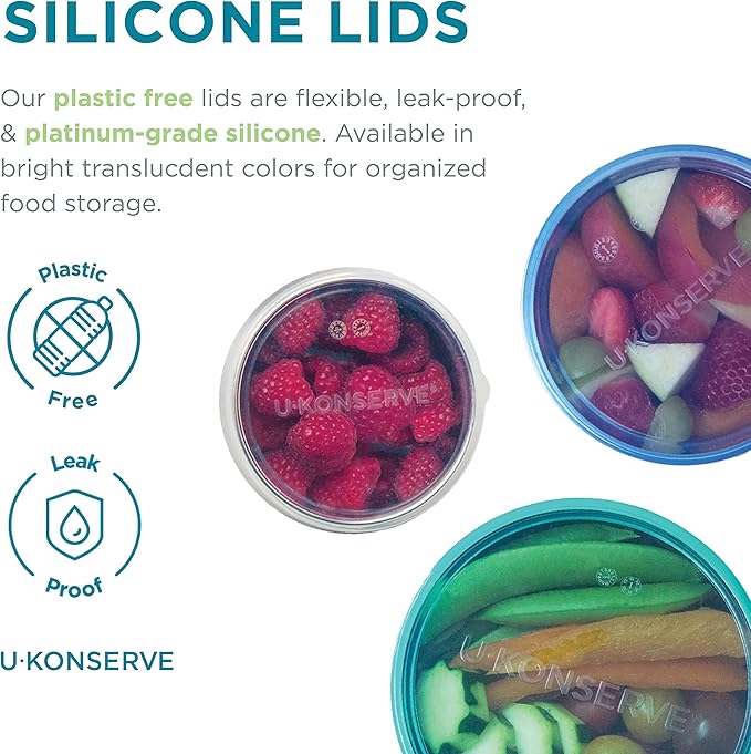 U Konserve Stainless Steel Round Food Storage Bento Box Container, Leak Proof Silicone Lid Dishwasher Safe - Plastic Free, 5oz
