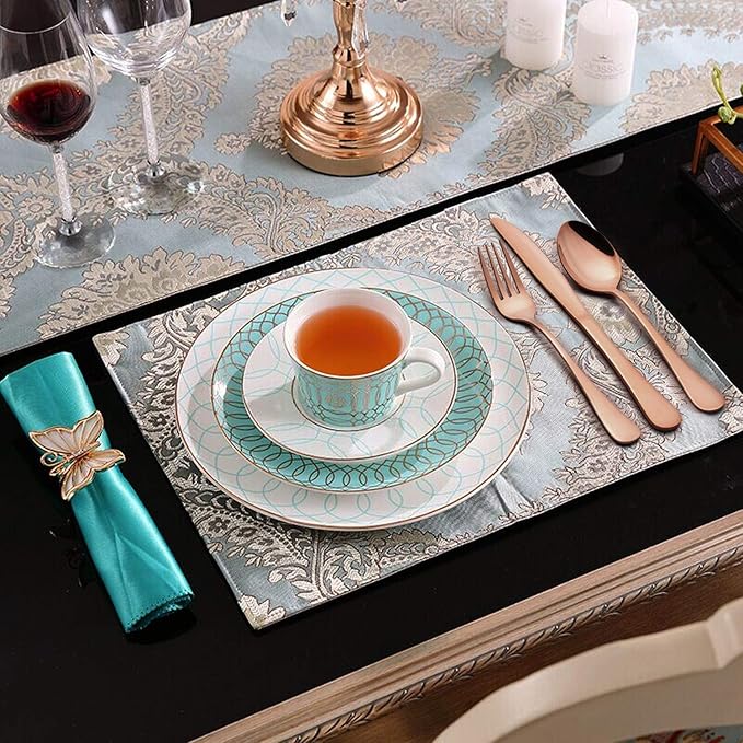 LIANYU 10-Piece Copper Silverware Flatware Set for 2, Stainless Steel Cutlery Set with Knives Spoons Forks, Eating Utensils for Wedding Festival Party, Mirror Finished, Dishwasher Safe