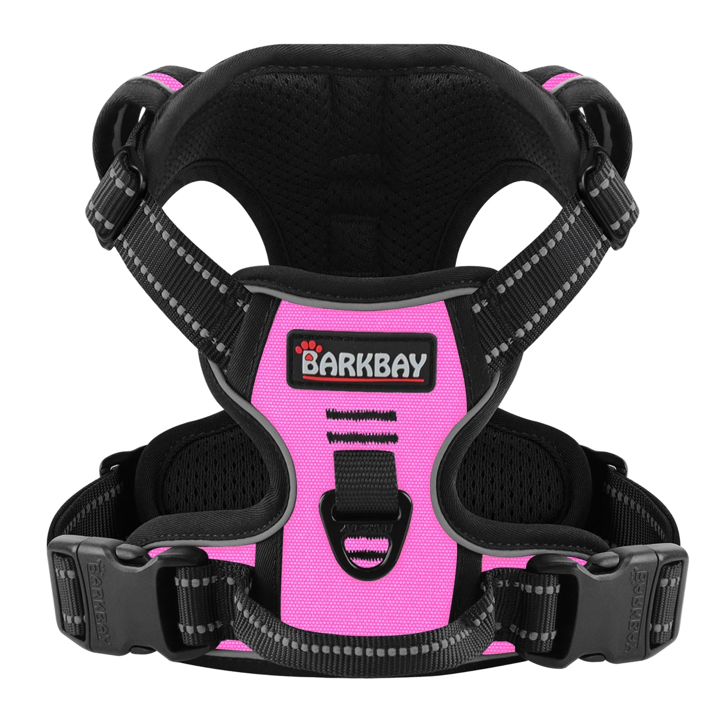 BARKBAY No Pull Pet Harness Dog Harness Adjustable Outdoor Pet Vest 3M Reflective Oxford Material Vest for PINK Dogs Easy Control for Small Medium Large Dogs (L)