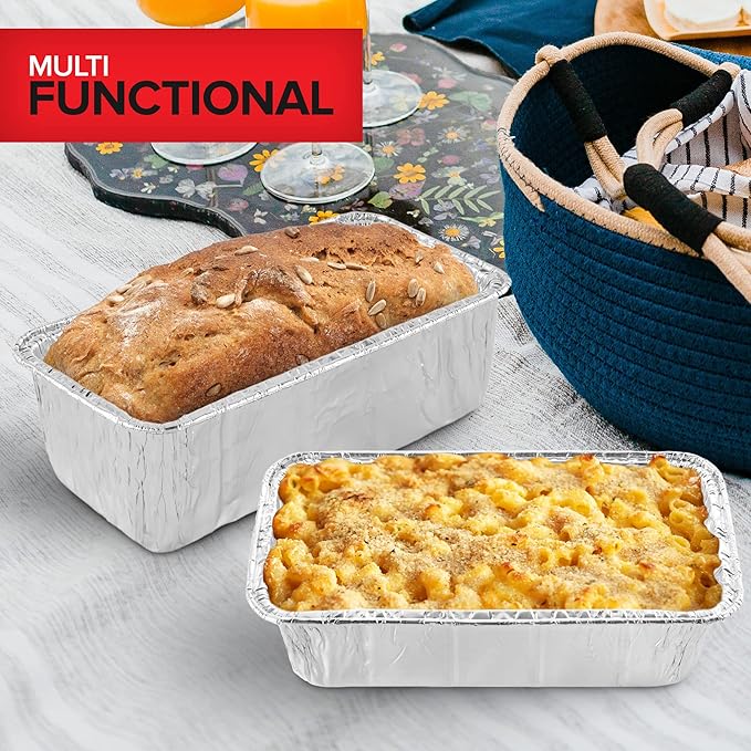 Aluminum Pans Bread Loaf Pans (30 Pack) 8x4 Aluminum Loaf Pan - 2 Lb Bread Tins, Standard Size, Compatible with Roadpro 12 Volt Portable Stove - Perfect for Baking Cakes, Bread, Meatloaf, Lasagna