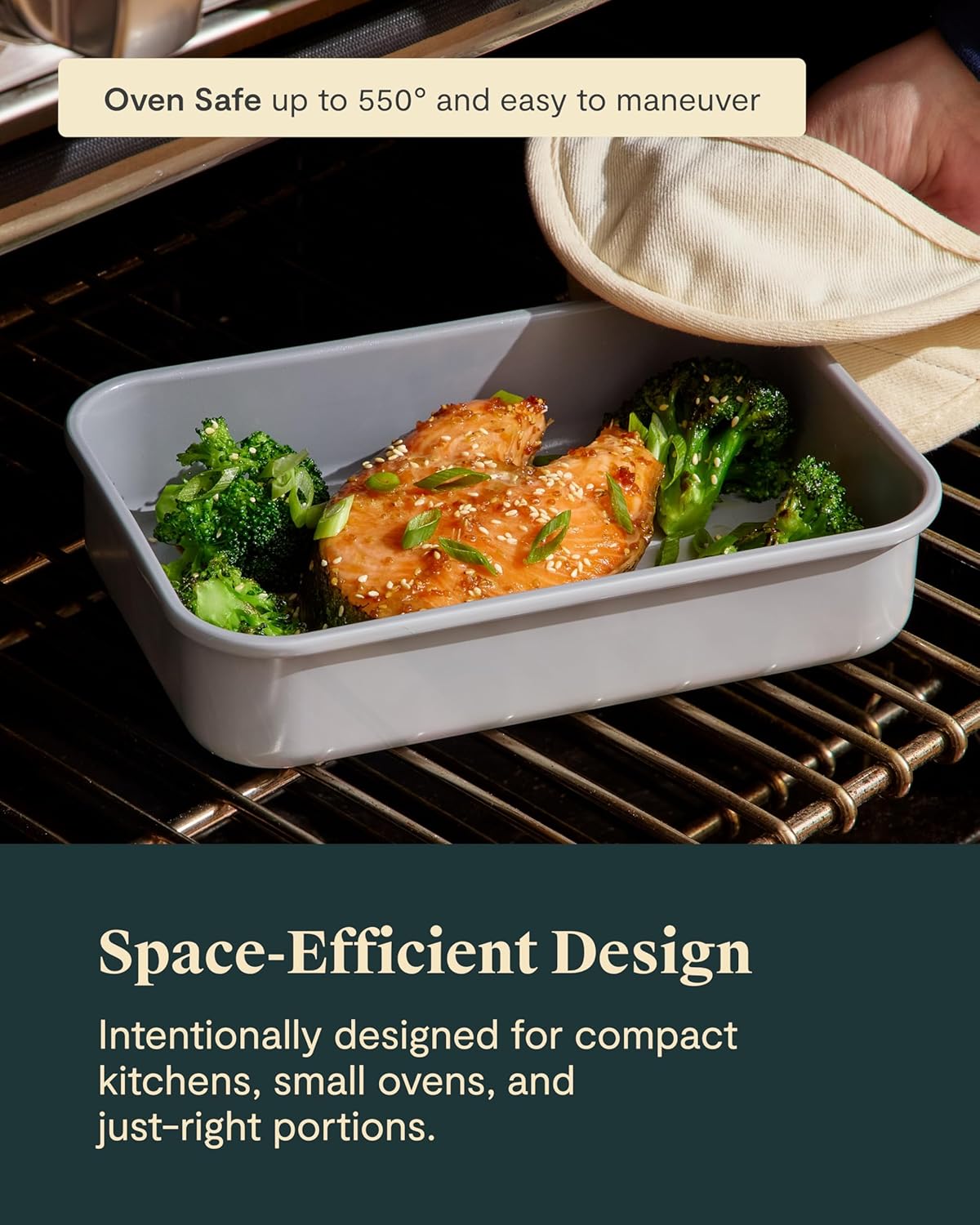 Caraway Nonstick 9” x 6.5” Small Rectangle Baking Pan – Non-Toxic, PTFE & PFOA Free – Aluminized Steel Core – Deep Ceramic Baking Pan for Casseroles, Lasagna & More - Gray