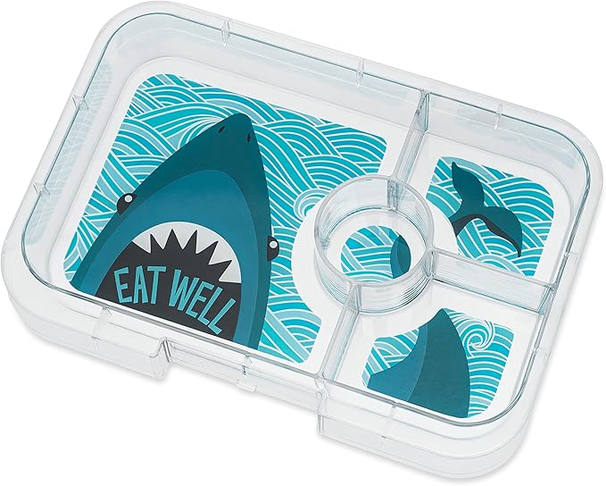 Yumbox Tapas Leakproof Bento Lunch Box Container (Monte Carlo Blue with Shark Tray) 4 Compartment Sandwich Friendly Tray. Pack Sandwiches, Wraps, Bagels and more.