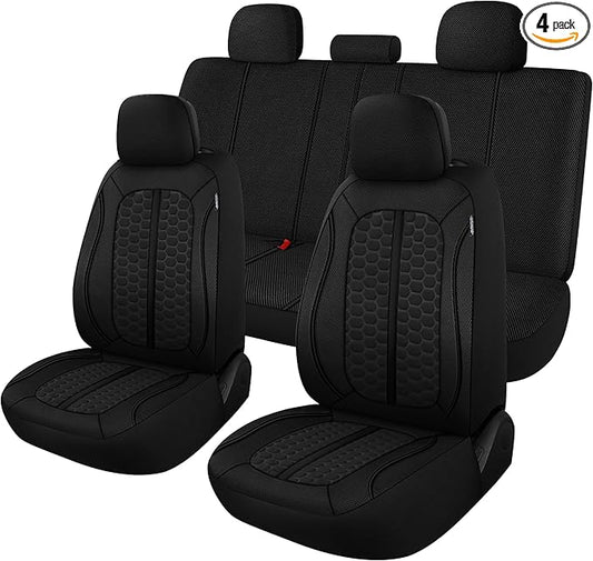 Breathable Premium Car Seat Covers Full Set，3D Air-Mesh Seat Covers for Cars，Comfortable Safety Airbag Compatible，Universal for Most Cars Sedan Truck SUV(Black)