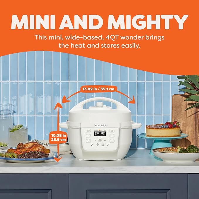 Instant Pot 4QT RIO Mini 7-in-1 Multi-Cooker, Pressure Cooker, Slow cook, Sauté, Steam, Rice Maker, Yogurt, & Warmer, Sea Salt, 4 Quarts